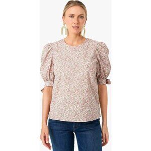 Tuckernuck Hyacinth House Size XS  Red Floral Fiona Blouse $88 Shirt Top